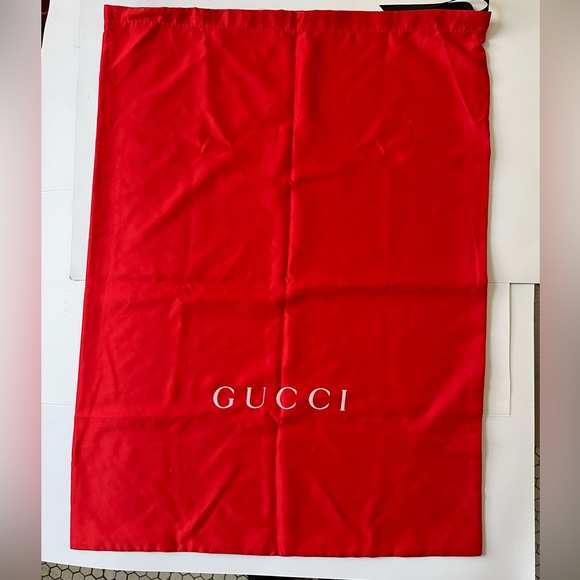 Gucci Other - Gucci Red dust cover bag with drawstring Logo 18” x 24” tag Gucci made in Italy